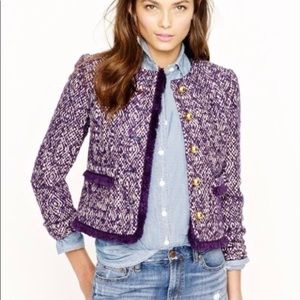 J. Crew Lady Crorkscrew tweed dark grape jacket, size 2